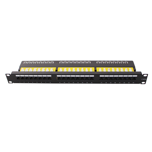 1U 24 bandari paka6 110 IDC UTP 90 digrii kiraka paneli