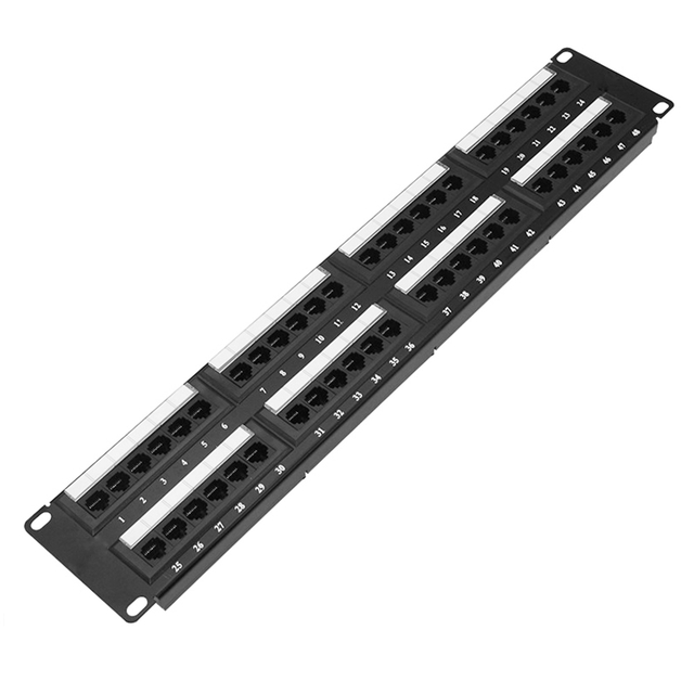 2U CAT6 또는 CAT6A UTP 48 포트 패치 패널